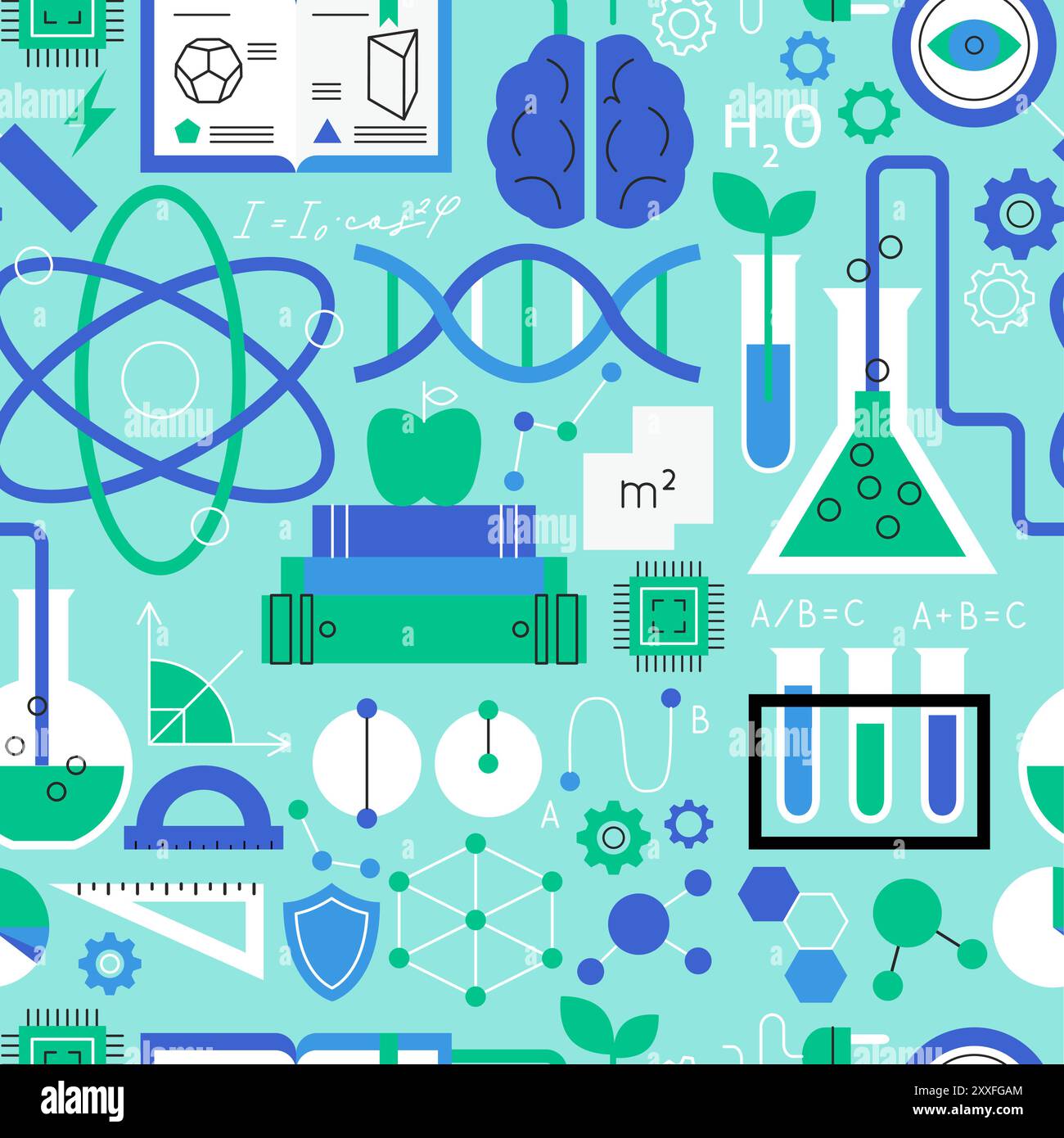 Physics Chemistry Biology Seamless Pattern Stock Vector