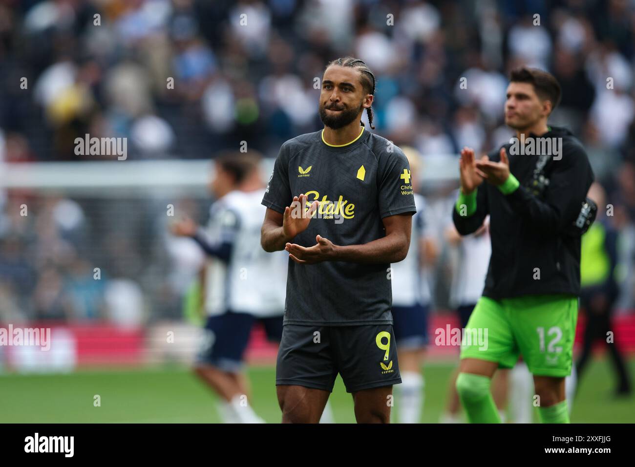 LONDON, UK - 24th Aug 2024:  Dominic Calvert-Lewin of Everton applauds the fans after the Premier League match between Tottenham Hotspur FC and Everton FC at Tottenham Hotspur Stadium  (Credit: Craig Mercer/ Alamy Live News) Stock Photo