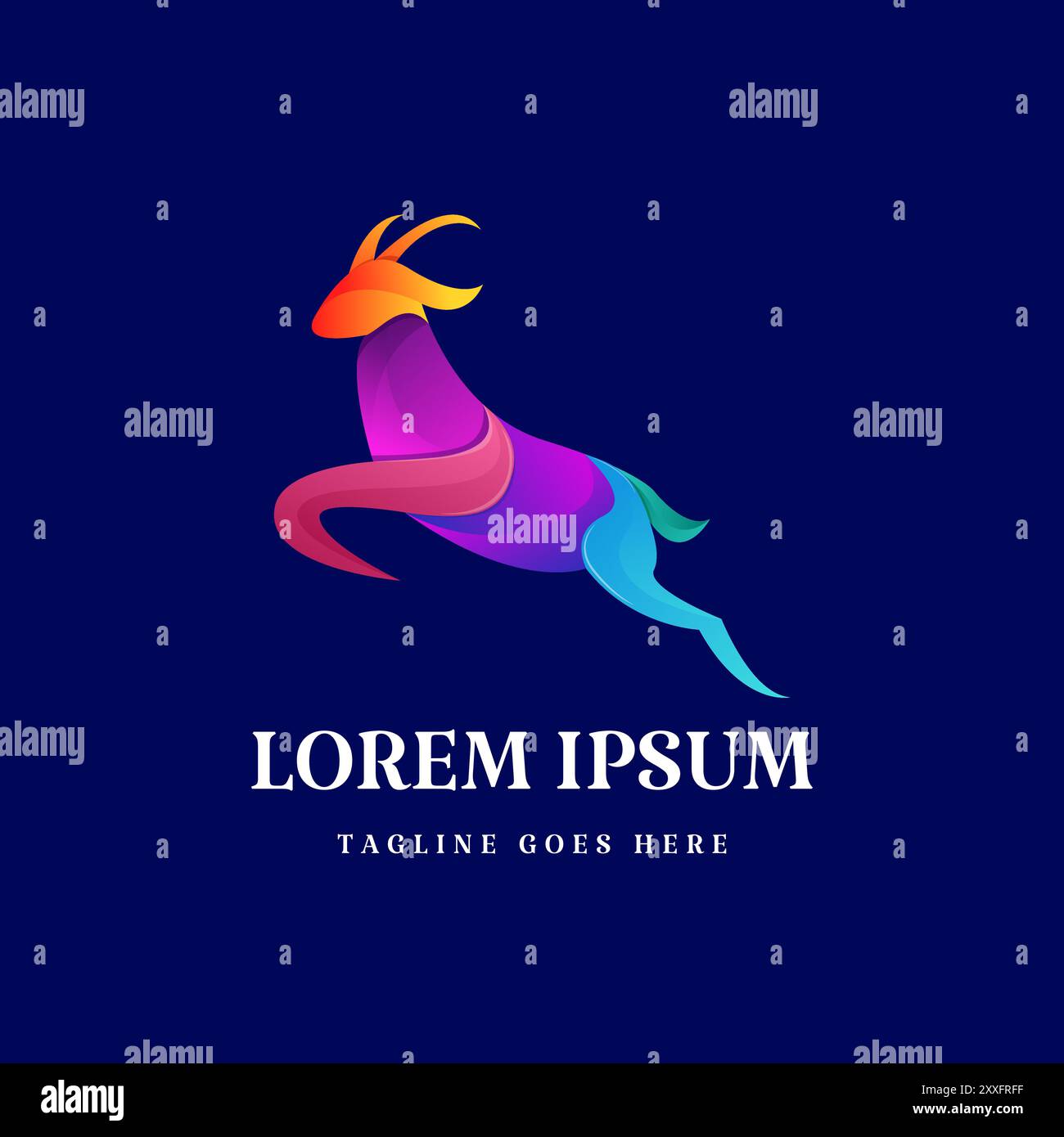 Colorful Gradient Jumping Goat Logo Design Vector Stock Vector Image ...