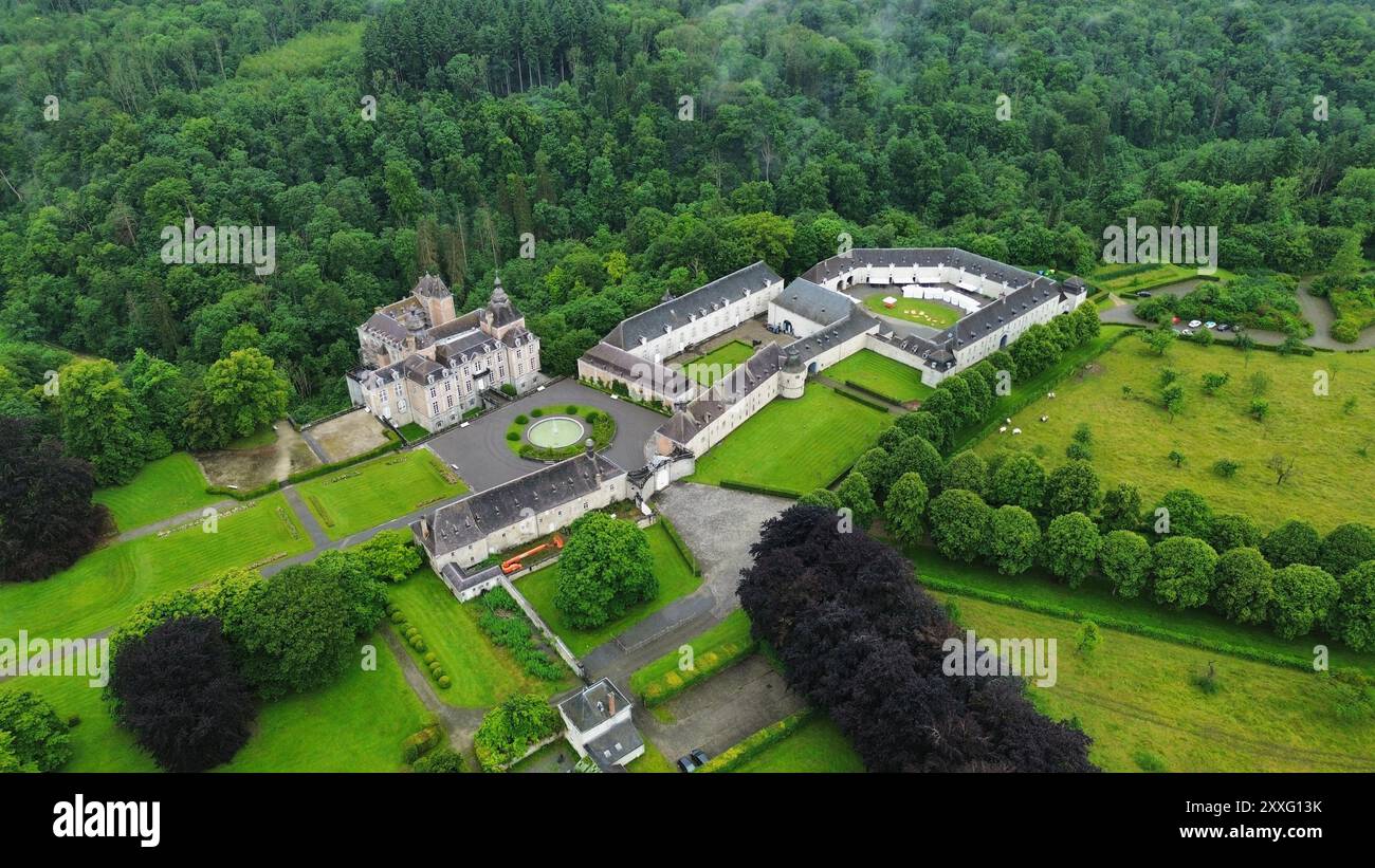 drone photo Modave castle belgium europe Stock Photo