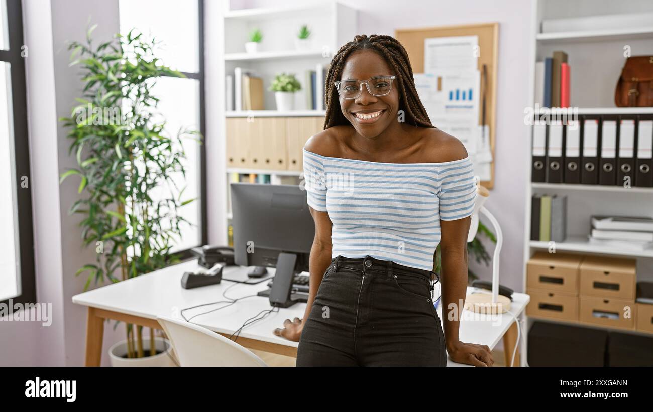 Woman wearing glasses braids hi-res stock photography and images - Alamy