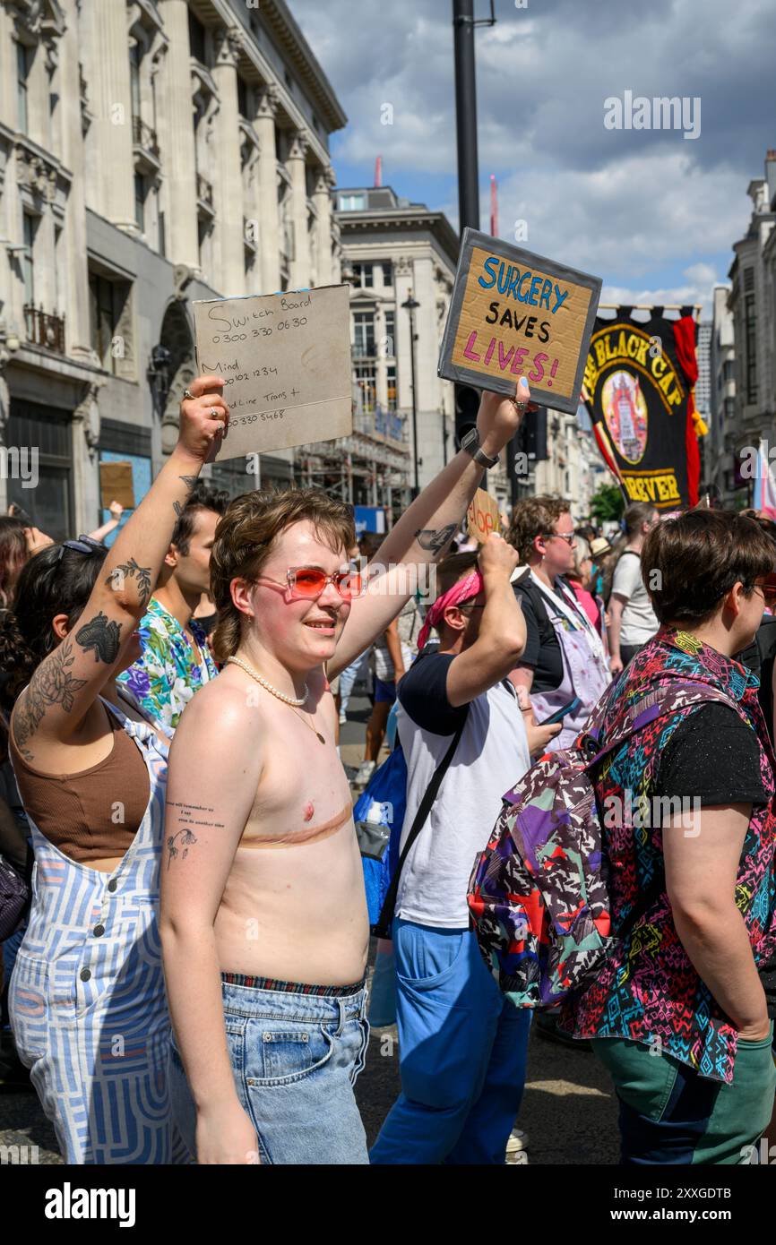 Marchers on the London Trans+ Pride march advocating for greater ...