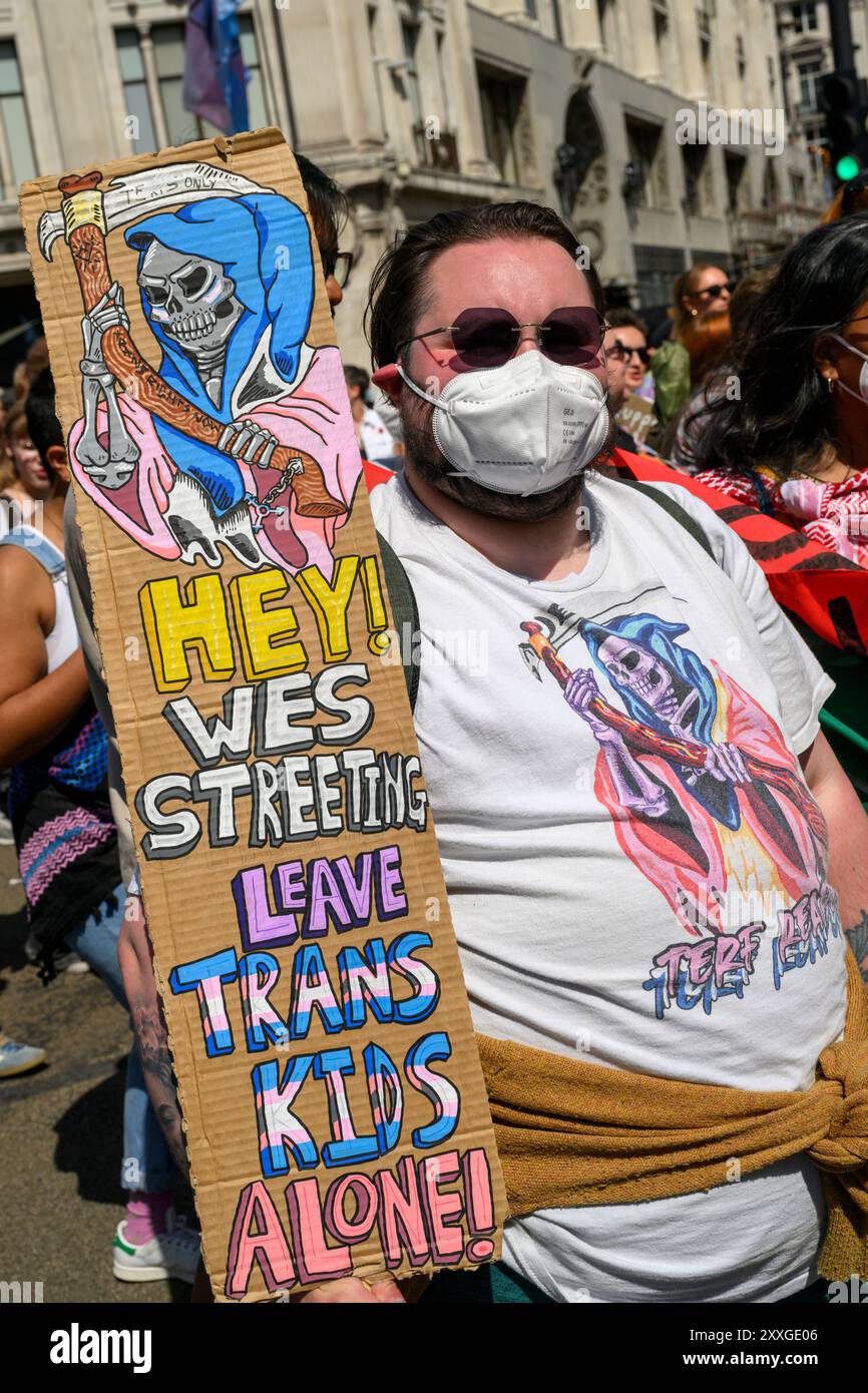 Marchers on the London Trans+ Pride march advocating for greater ...