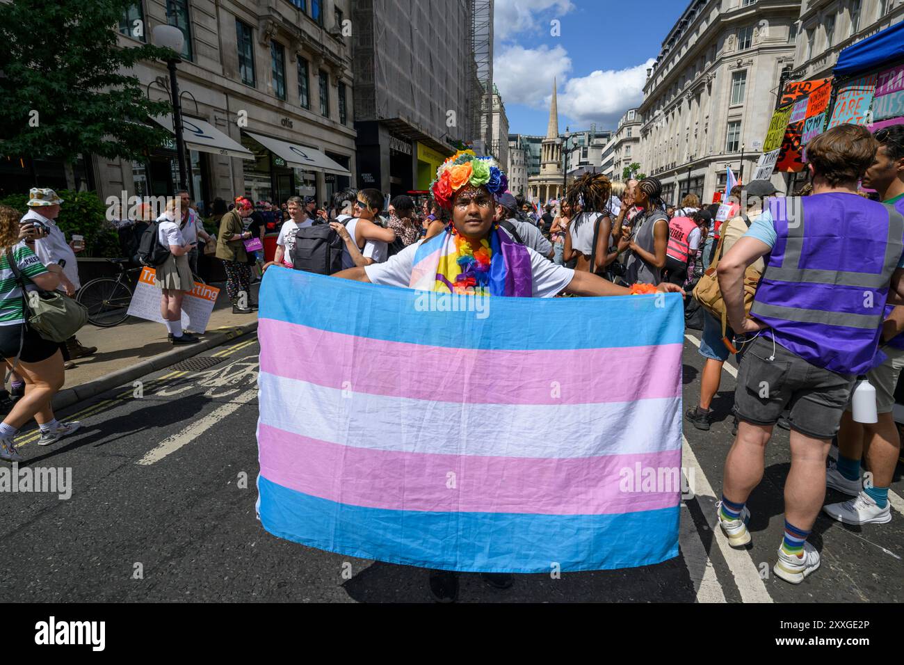 Marchers gather at the beginning of the London Trans+ Pride march ...