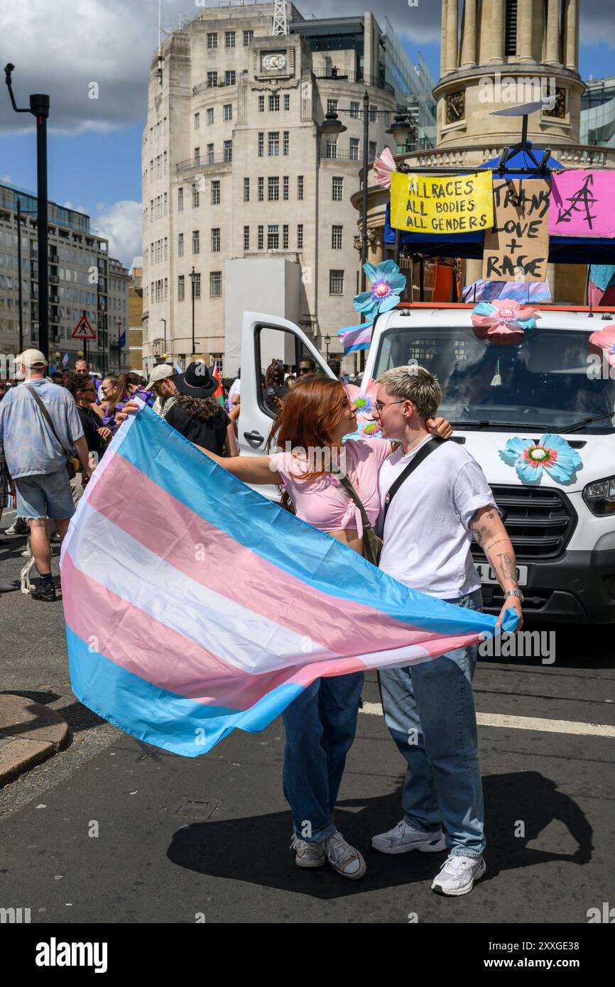 Marchers gather at the beginning of the London Trans+ Pride march ...