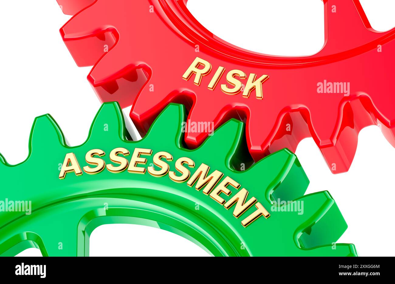Risk Assessment concept with colored gearwheels. 3D rendering isolated ...