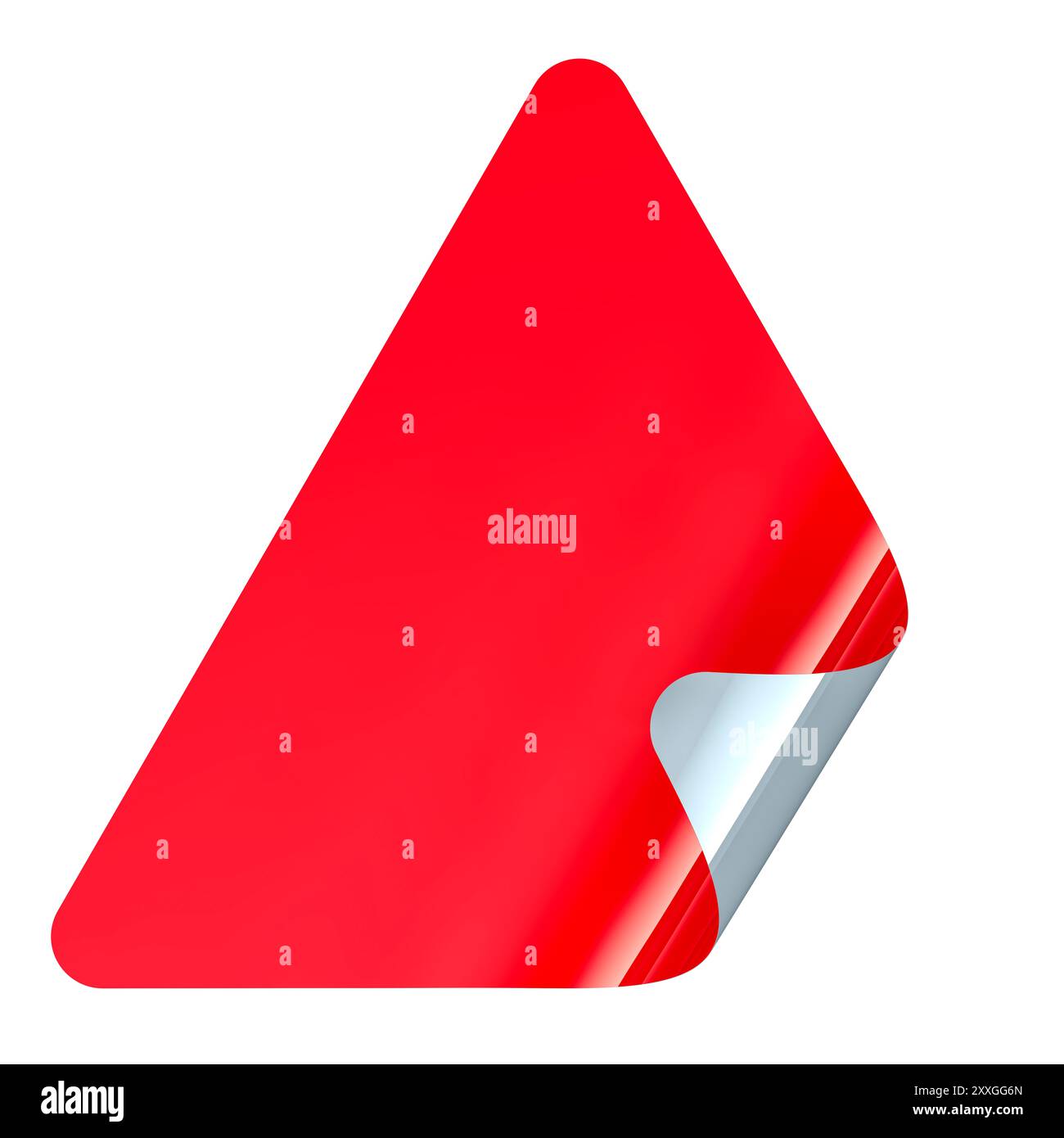 Triangle sticker, red color. 3D rendering isolated on white background Stock Photo