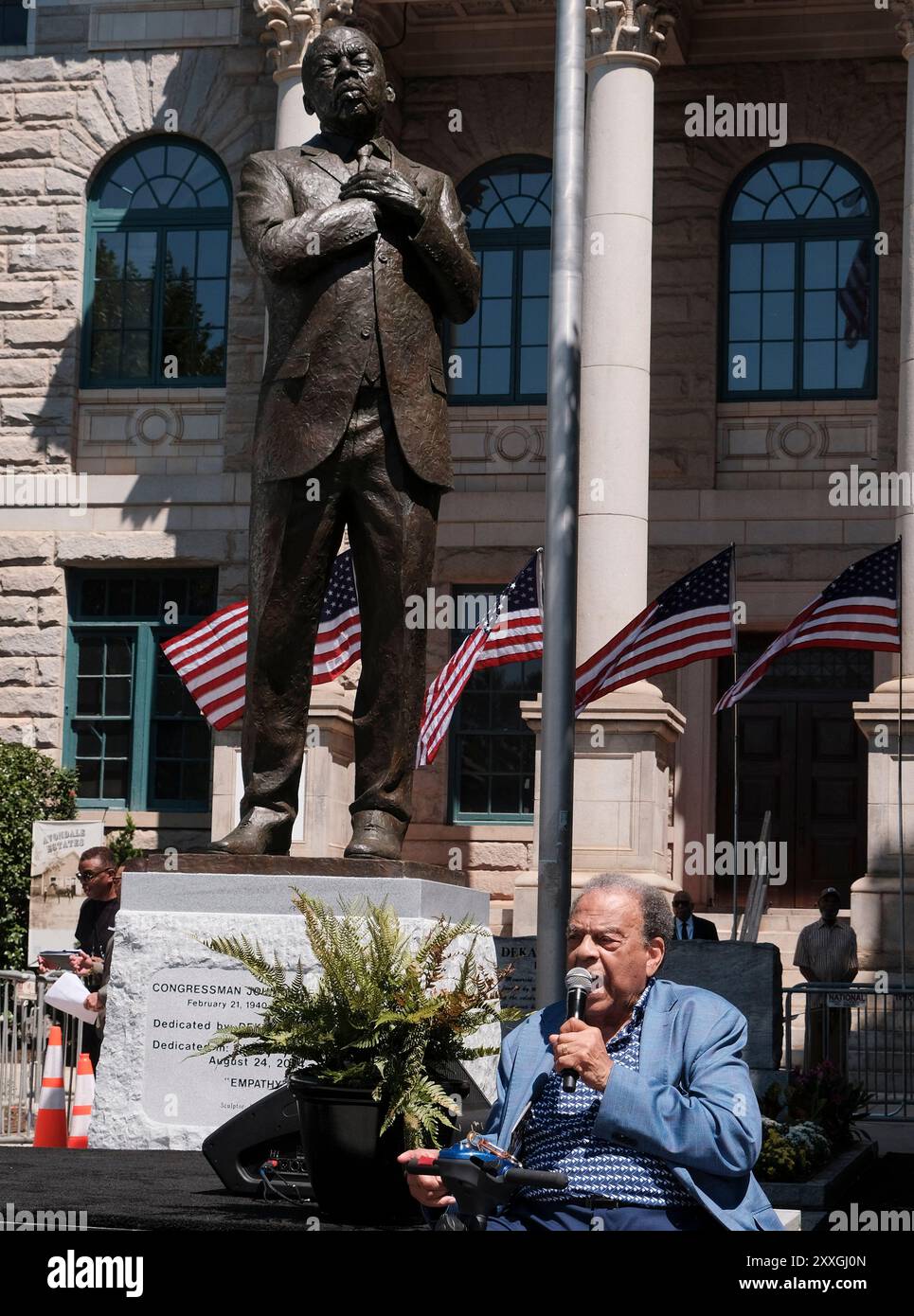 Decatur, Georgia, USA. 24th Aug, 2024. Ambassador Andrew Young delivers ...