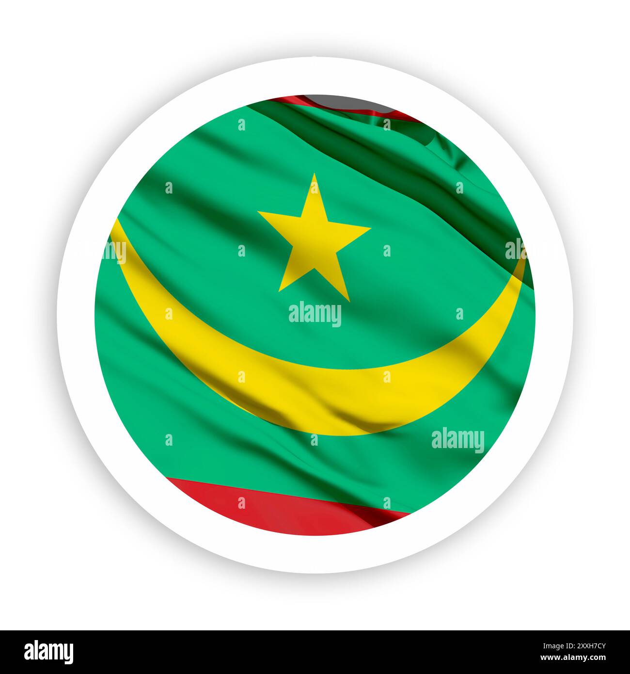 Mauritania Waving Flag with White Rounded Circle Frame Stock Photo - Alamy