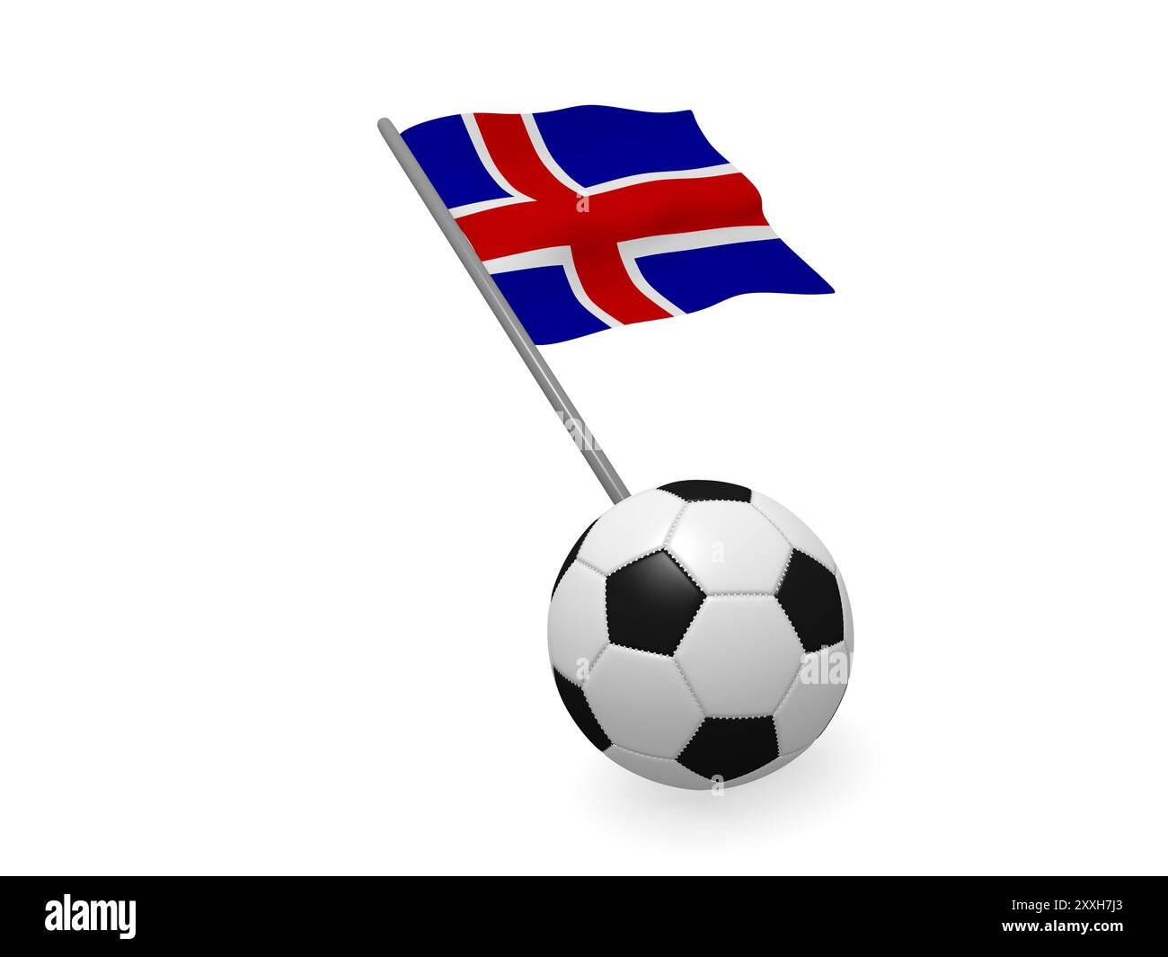 Soccer ball with the flag of Iceland, soccer championship concept 3d rendering Stock Photo