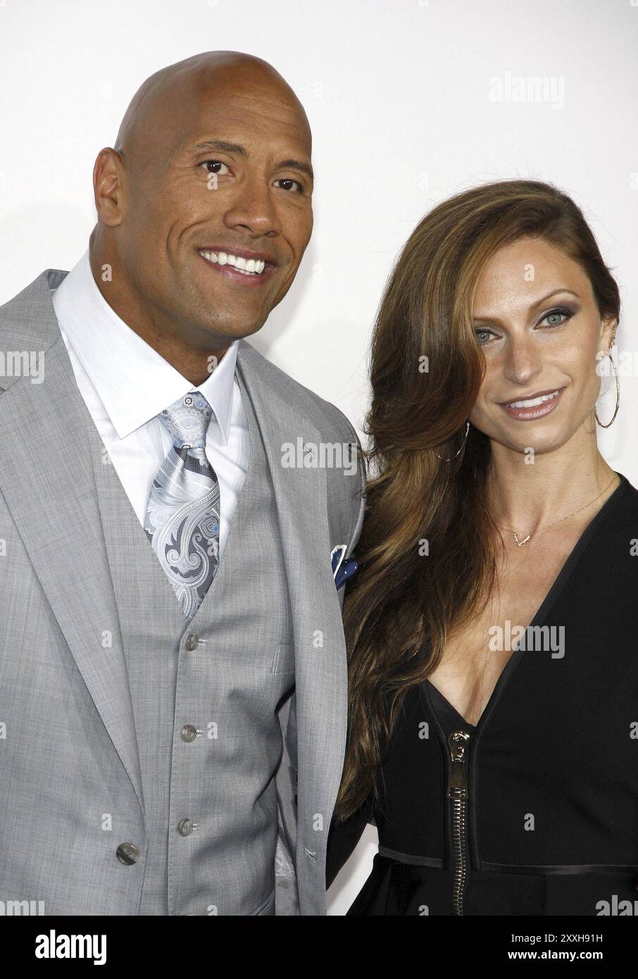 Dwayne Johnson and Lauren Hashian at the Los Angeles premiere of 'Furious 7' held at the TCL Chinese Theatre IMAX in Hollywood, USA on April 1, 2015. Stock Photo