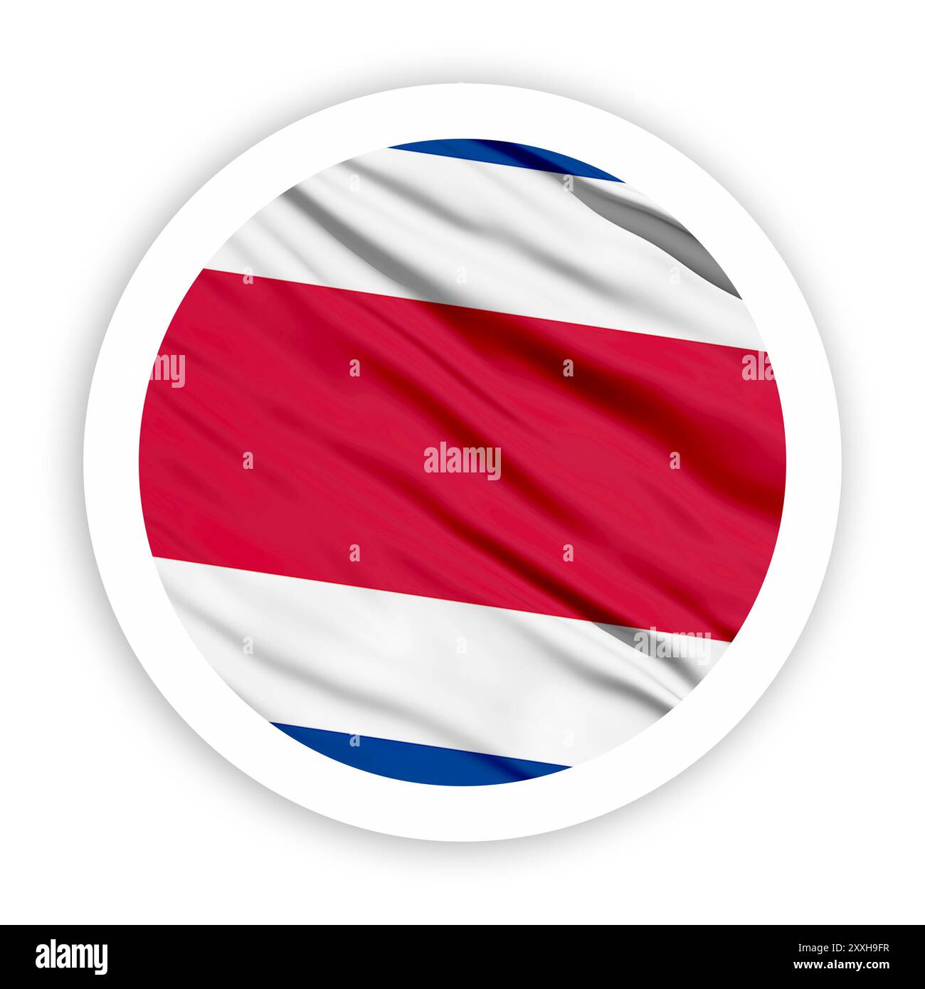 Costa Rica Waving Flag with White Rounded Circle Frame Stock Photo - Alamy