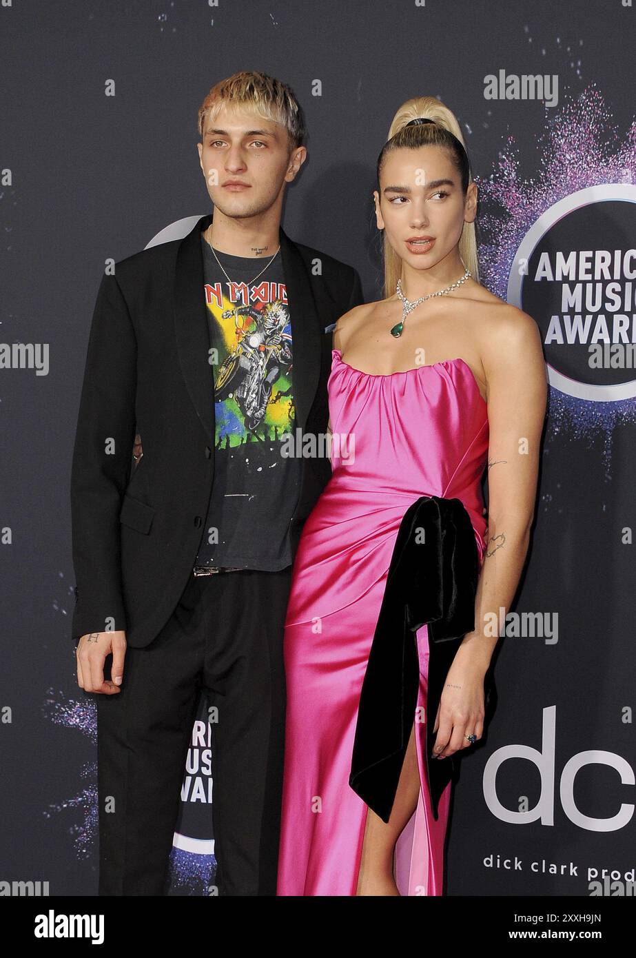 Dua Lipa and Anwar Hadid at the 2019 American Music Awards held at the Microsoft Theater in Los Angeles, USA on November 24, 2019 Stock Photo
