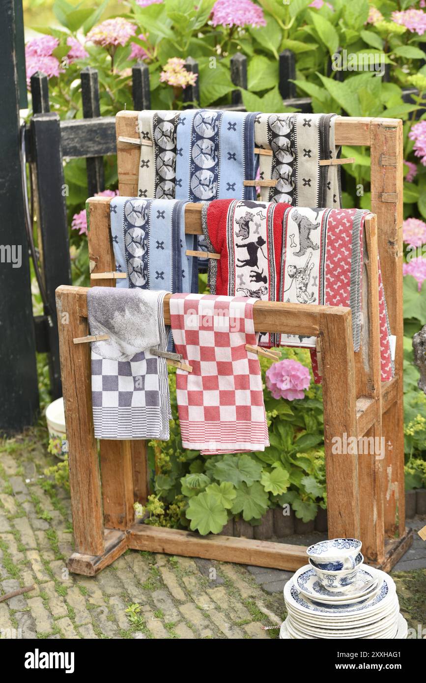 Koog aan de Zaan, Netherlands. July 2022. Gardens in Koog aan de Zaan with traditional dutch items Stock Photo