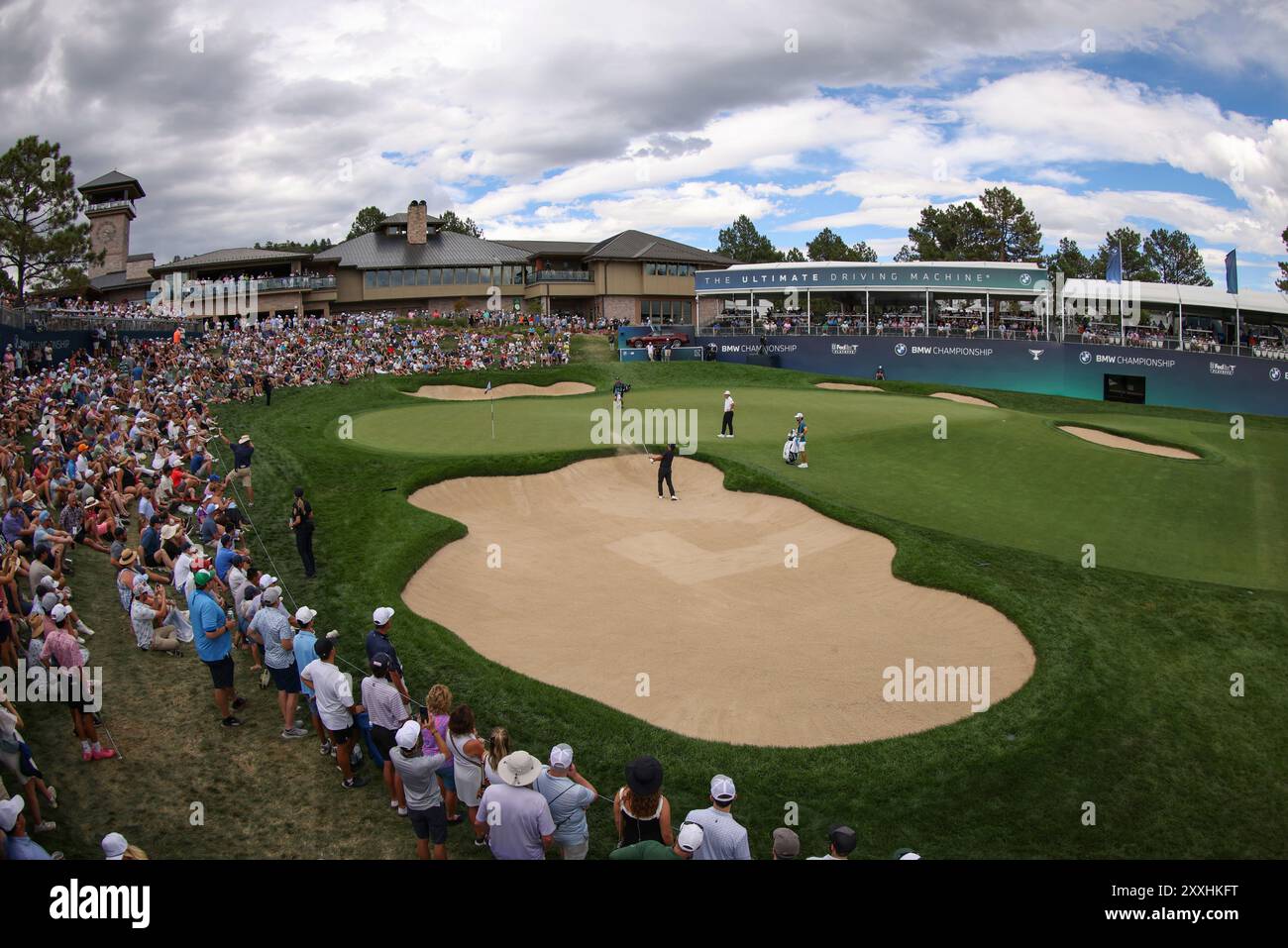 CASTLE ROCK, CO - AUGUST 24: A wide view of the 18th green and ...
