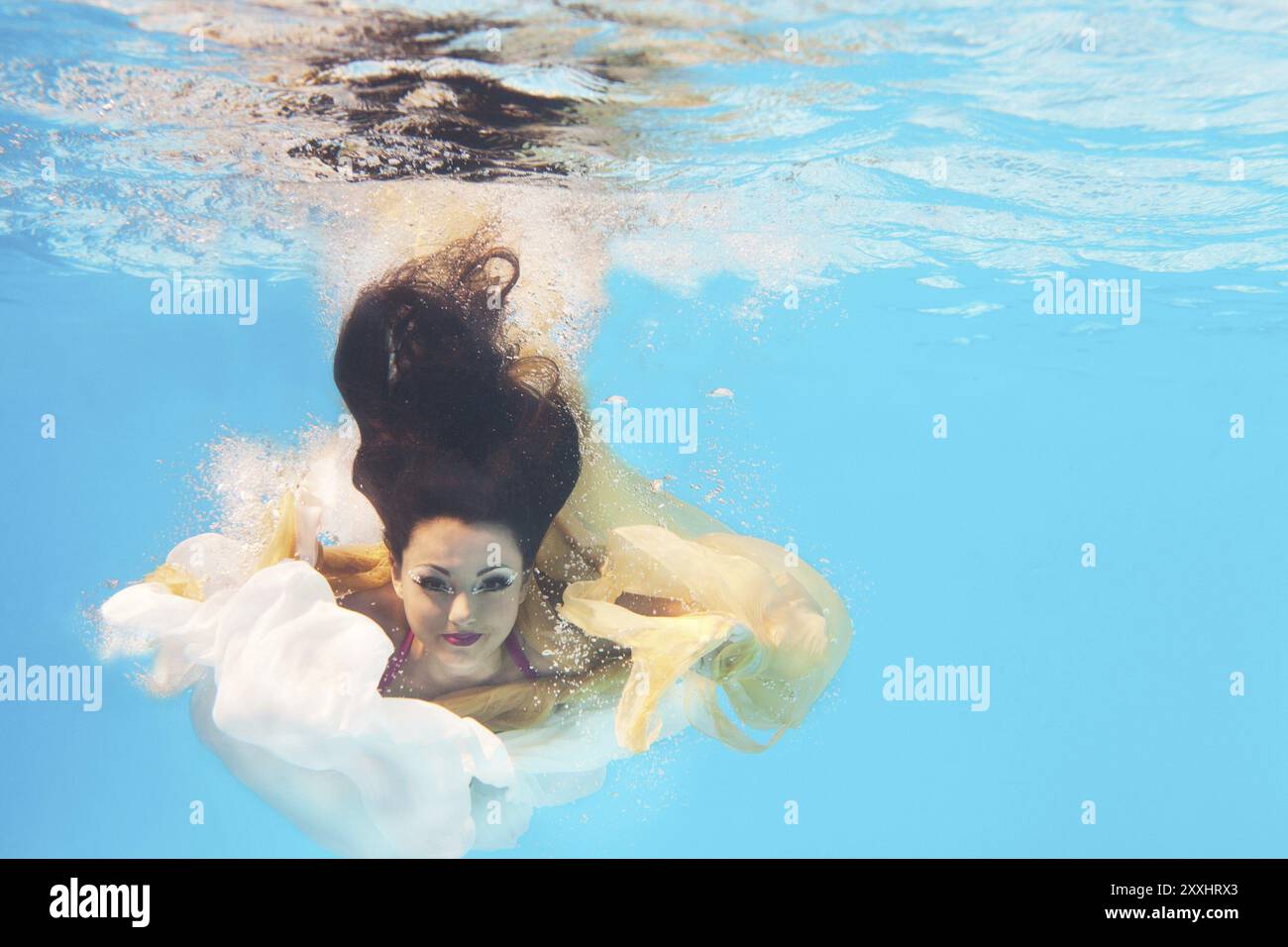 Underwater woman close up portrait in swimming pool Stock Photo - Alamy
