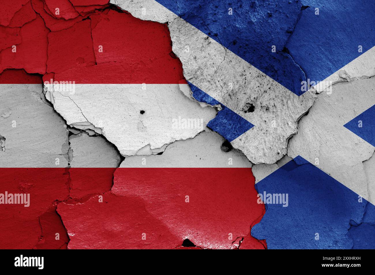 Flags of Austria and Scotland painted on cracked wall Stock Photo - Alamy