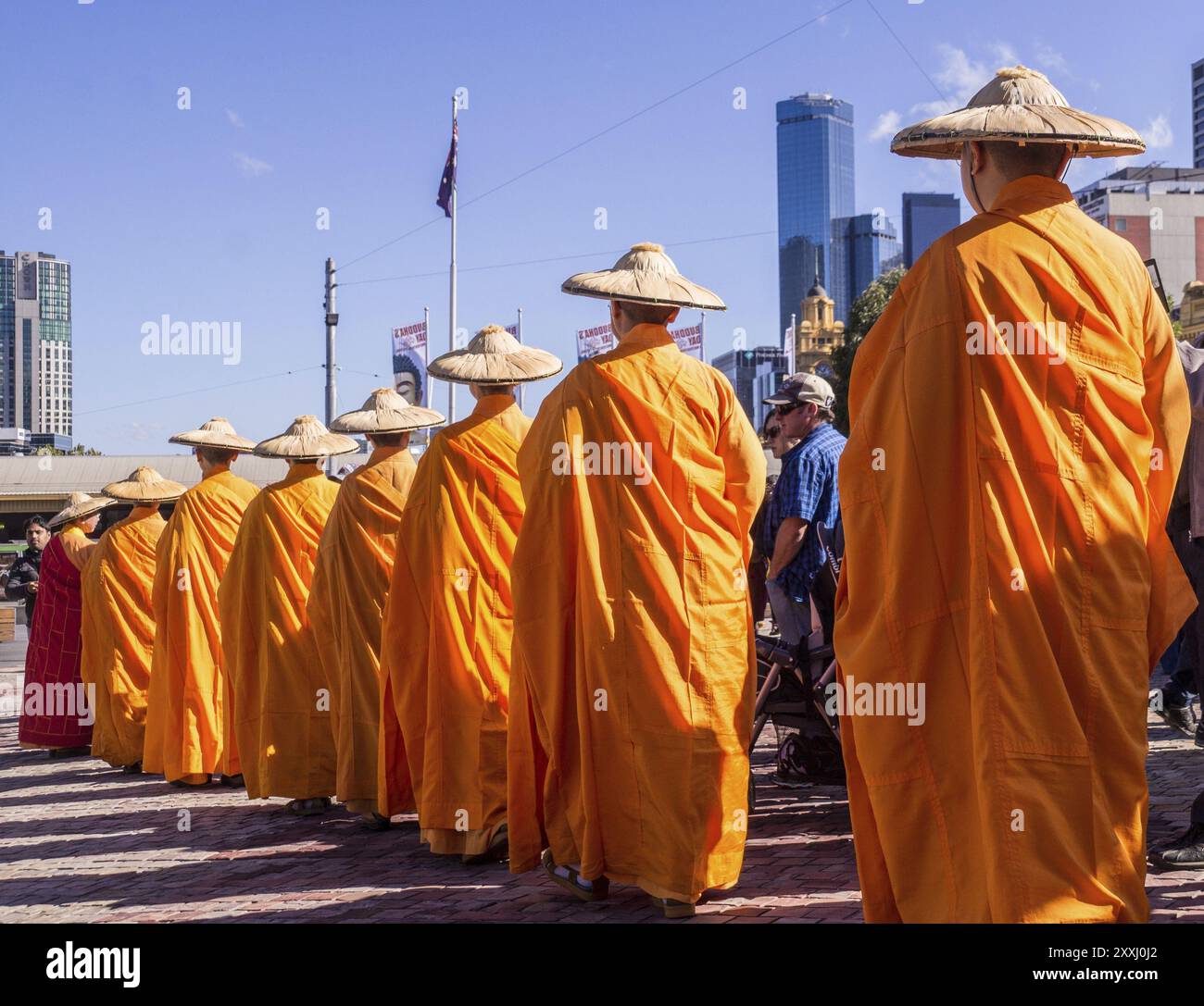 Melbourne, Australia, May 14, 2016: Buddhist monks celebrate Buddha day ...