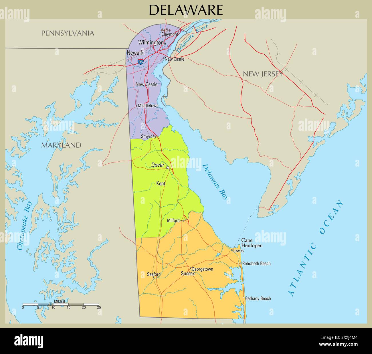 Map Of Delaware United States Stock Vector Image Art Alamy Map Of Delaware United States 2XXJ4M4