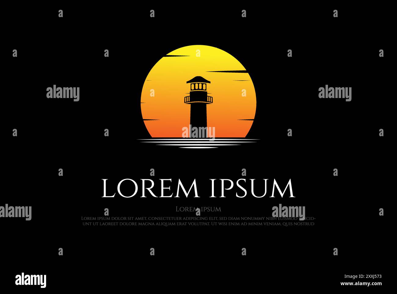 Sunset Sunrise Lighthouse Searchlight Beacon Tower Island Beach Logo