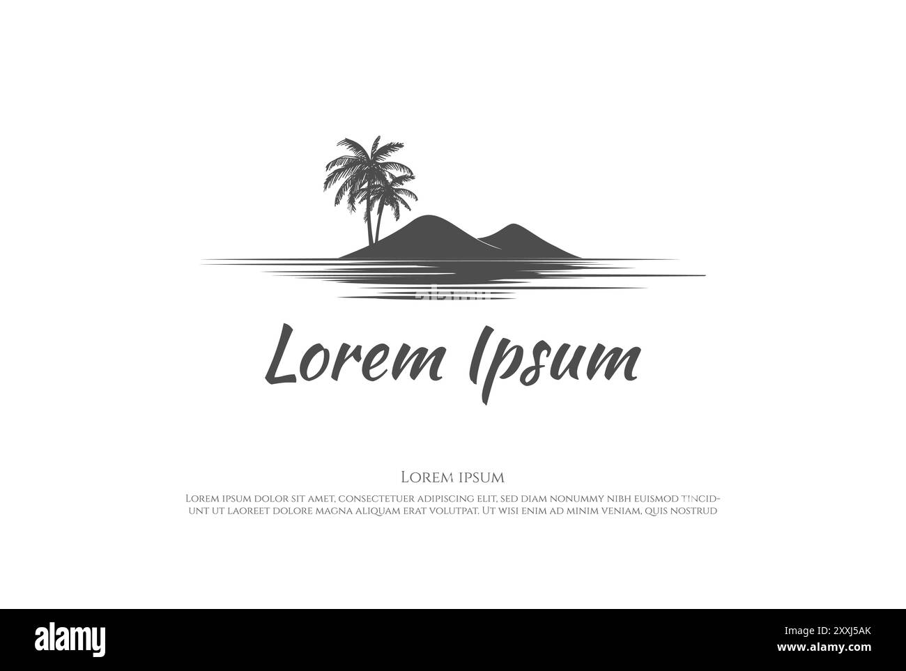 Palm Coconut Tree with Island for Beach or Ocean Travel Logo Design ...