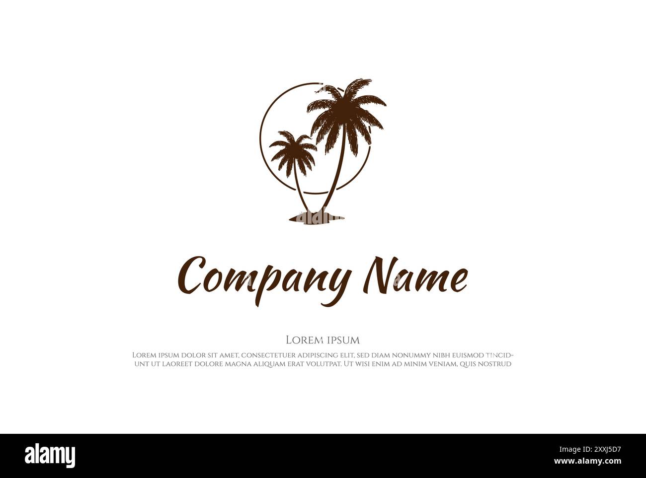 Simple Minimalist Sunset Sunrise with Palm Tree Logo Design Vector ...