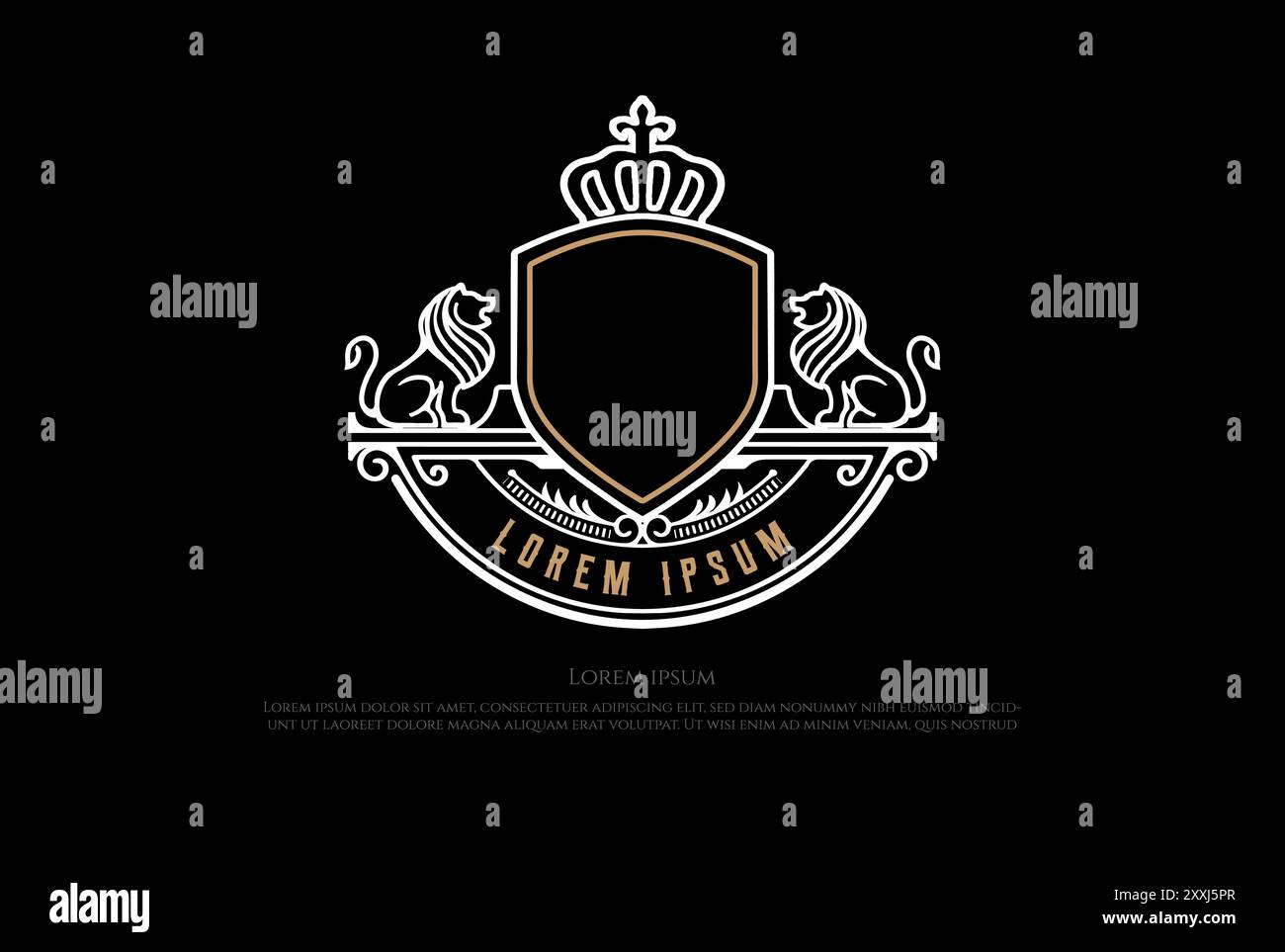 Luxury Shield Lion King Crown Badge Emblem Logo Design Vector Stock ...
