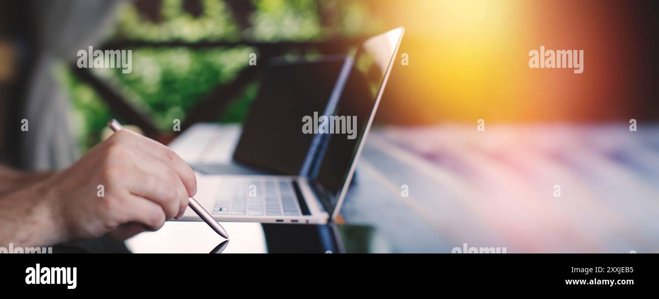 The concept of a programmer developing digital software technologies. Planning the application prototype development. Stock Photo