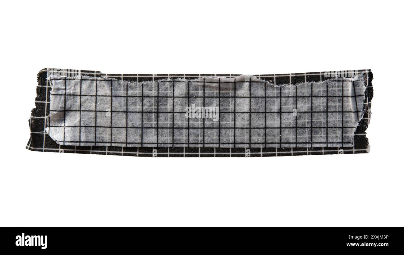 Black and white tape with grid pattern on white background with clipping path Stock Photo