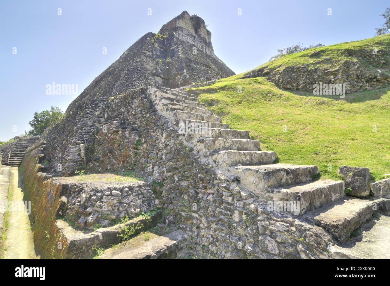 Xunantunich -  Ancient Maya archaeological site in western Belize with pyramid El Castillo Stock Photo