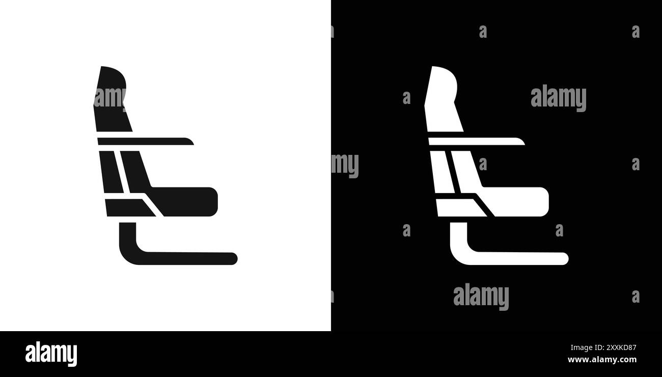 Airplane seat icon logo sign vector outline in black and white color Stock Vector