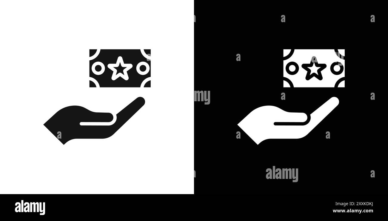Cash bonus icon logo sign vector outline in black and white color Stock ...