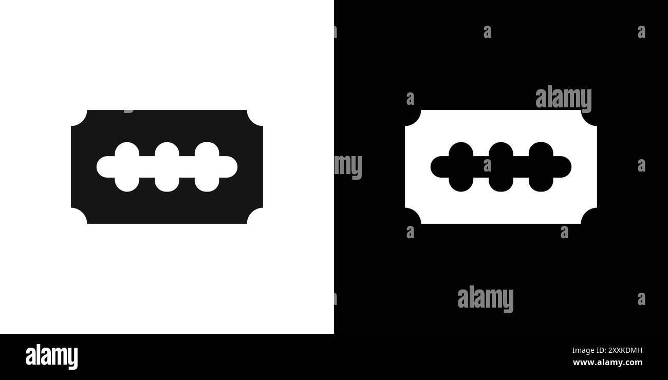 Blade razor icon logo sign vector outline in black and white color Stock Vector
