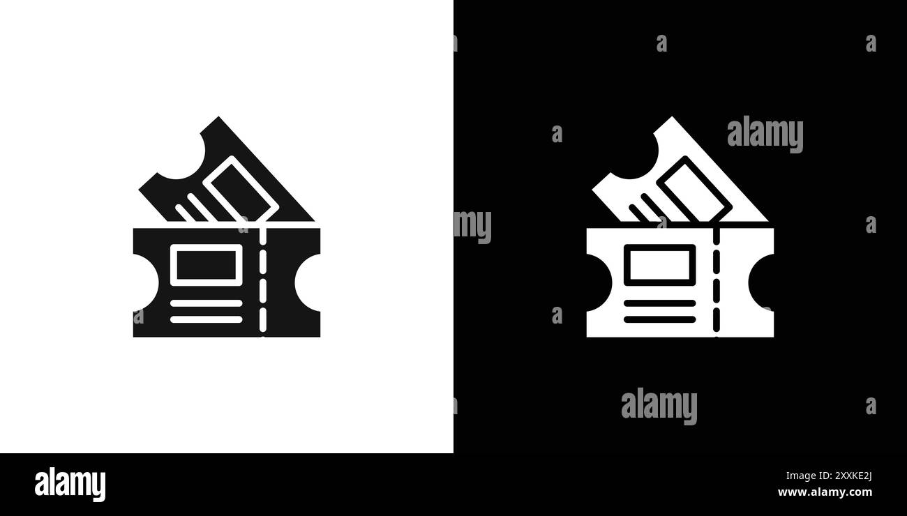 Cinema ticket icon logo sign vector outline in black and white color ...