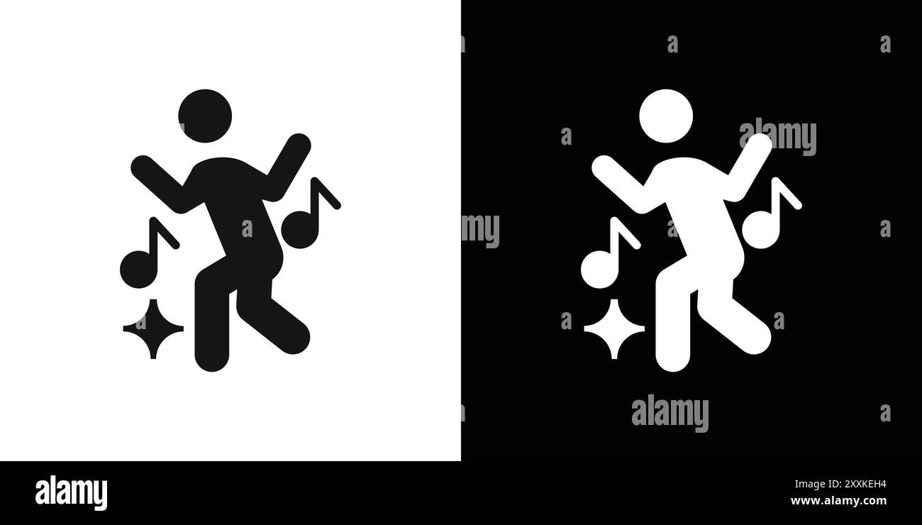 dance icon logo sign vector outline in black and white color Stock Vector