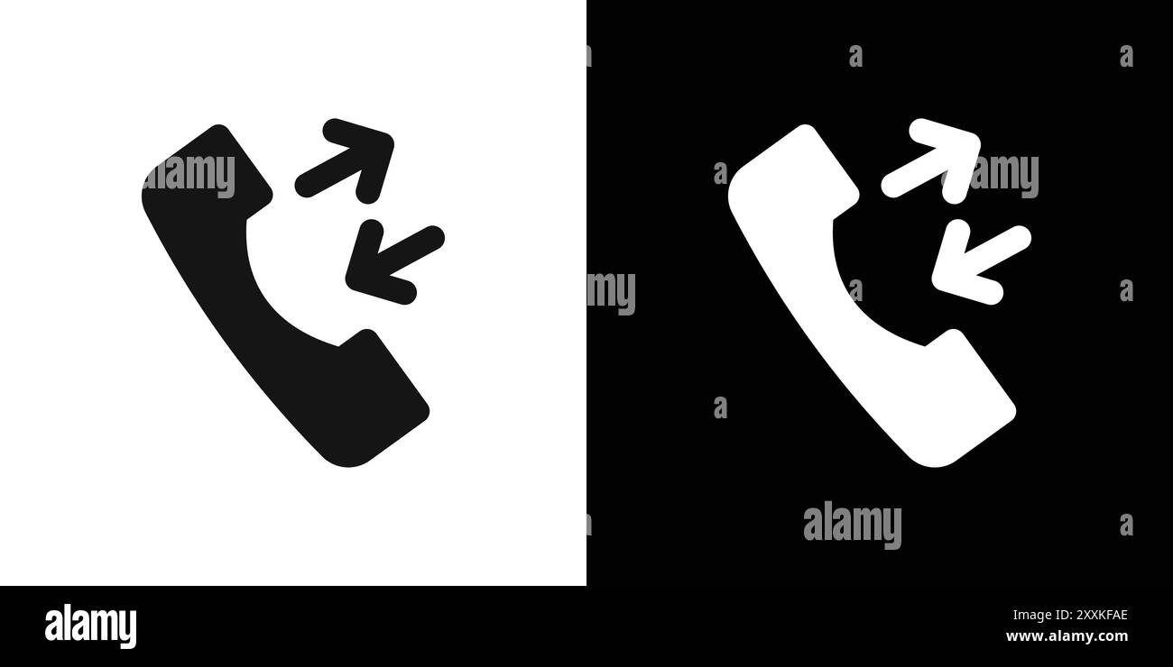 incoming outgoing Phone call icon logo sign vector outline in black and ...