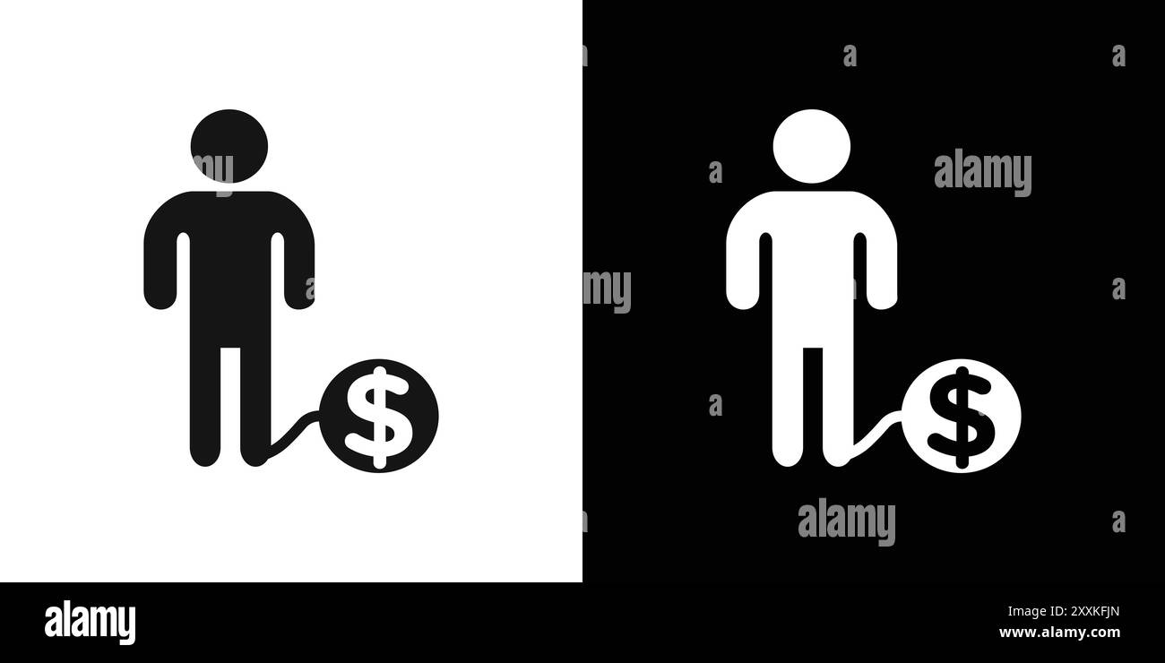 Man take money credit icon logo sign vector outline in black and white ...