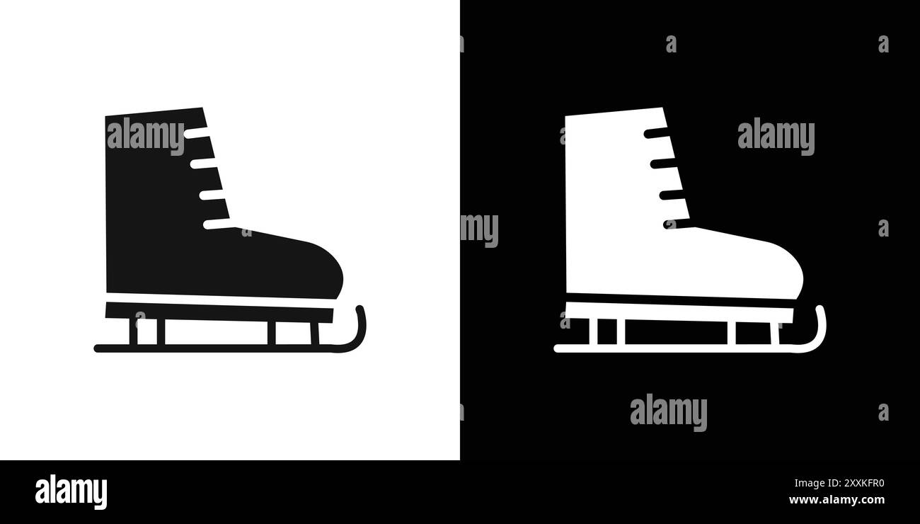 Ice skates icon logo sign vector outline in black and white color Stock ...