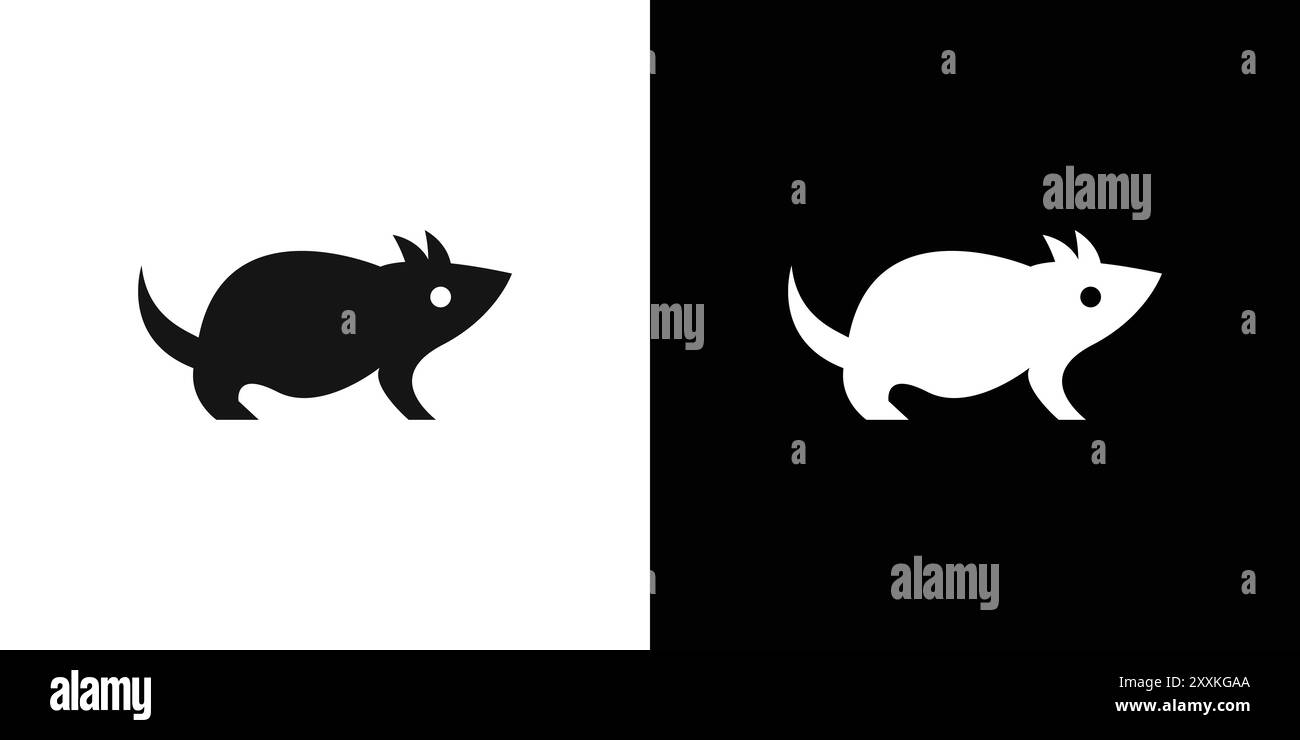 Mouse animal icon logo sign vector outline in black and white color ...
