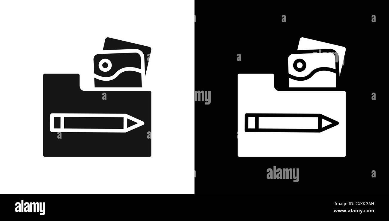 Portfolio icon logo sign vector outline in black and white color Stock ...