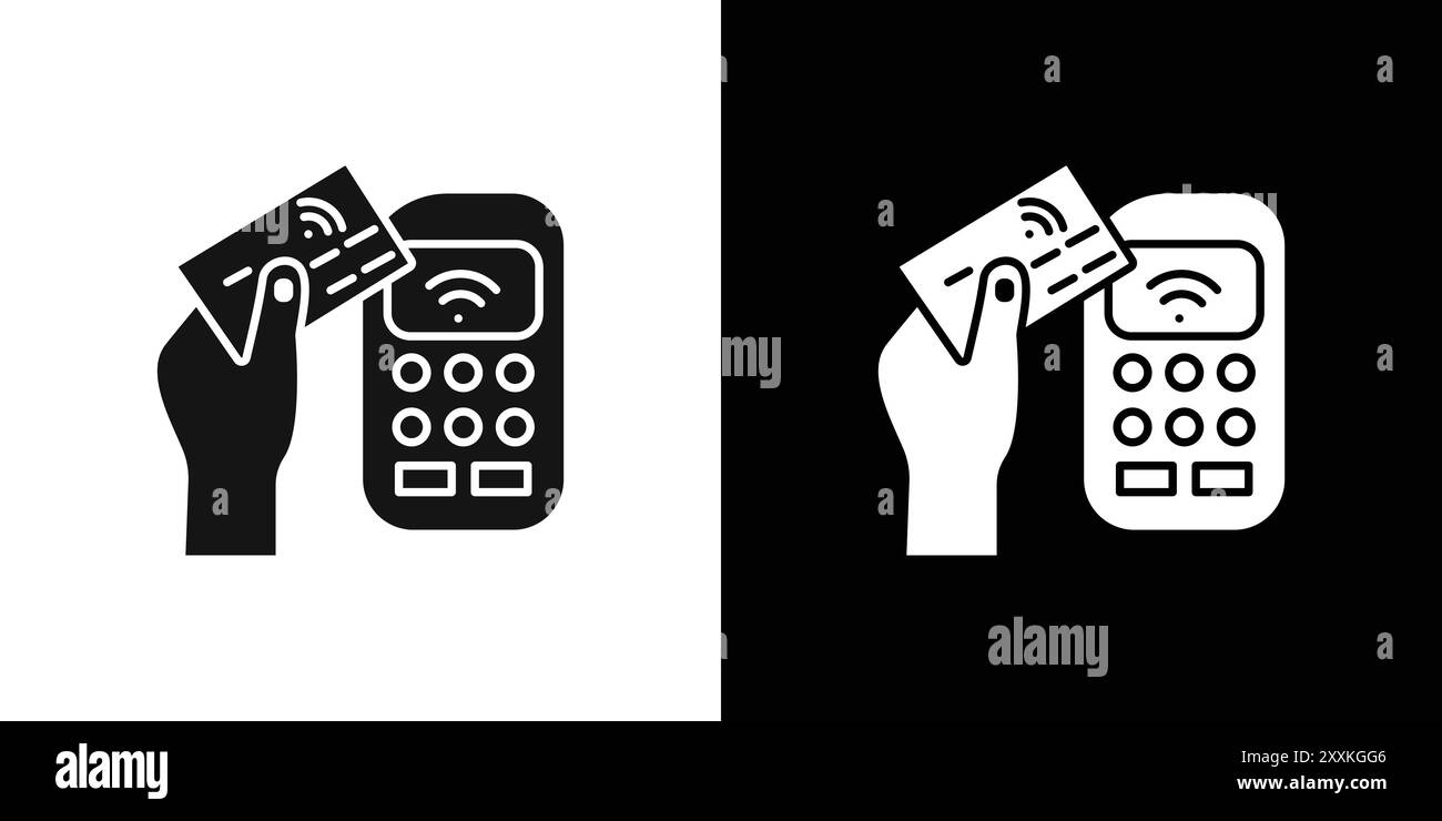 Payment terminal icon logo sign vector outline in black and white color ...