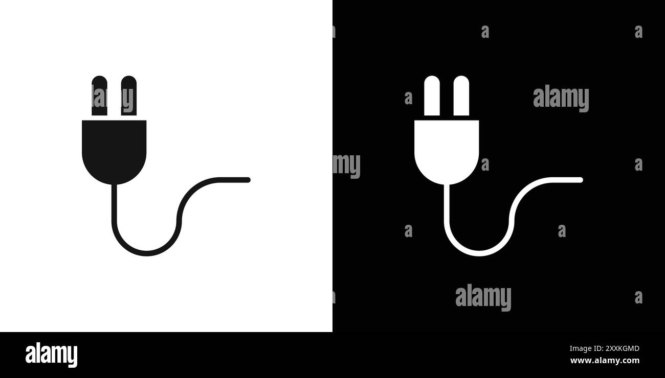 Plug icon logo sign vector outline in black and white color Stock ...