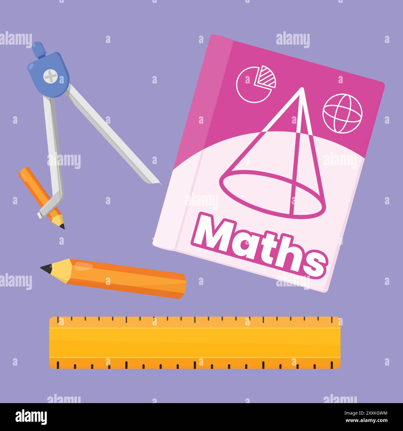 Math equipment illustration mathematics book stationery vector maths