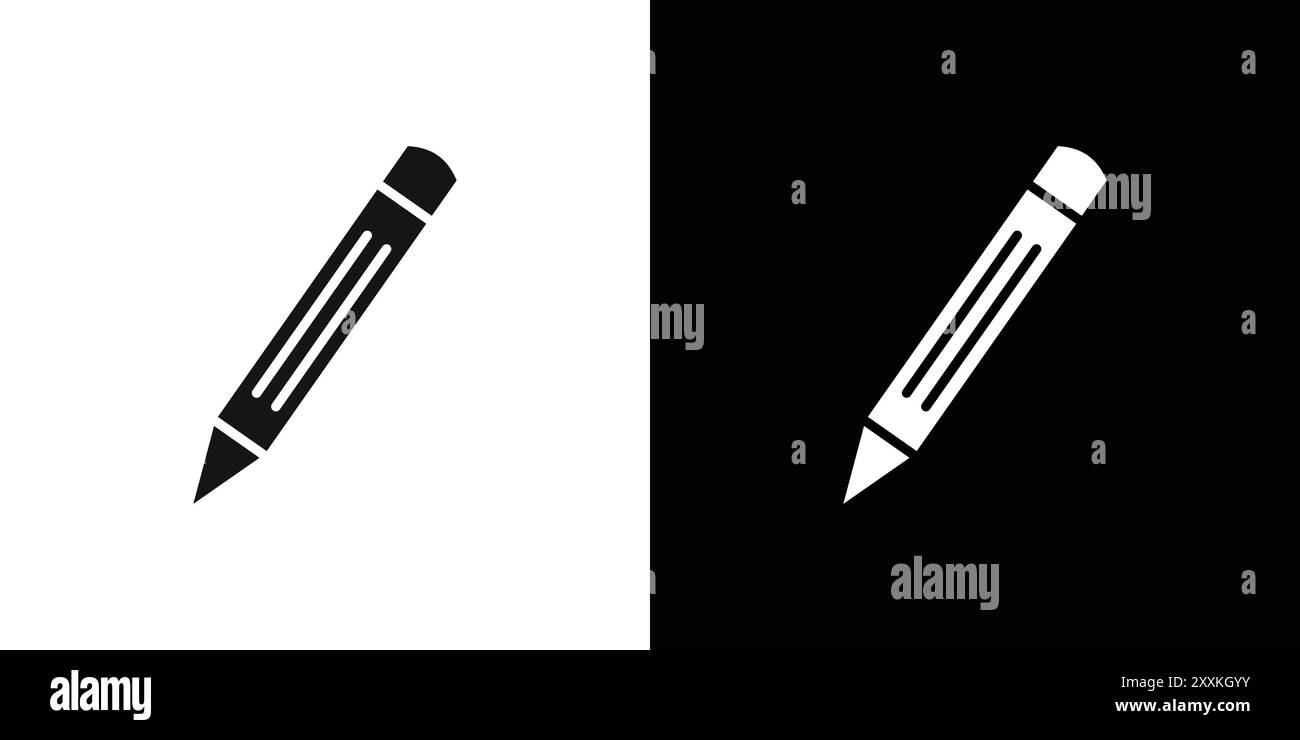 Pencil icon logo sign vector outline in black and white color Stock ...