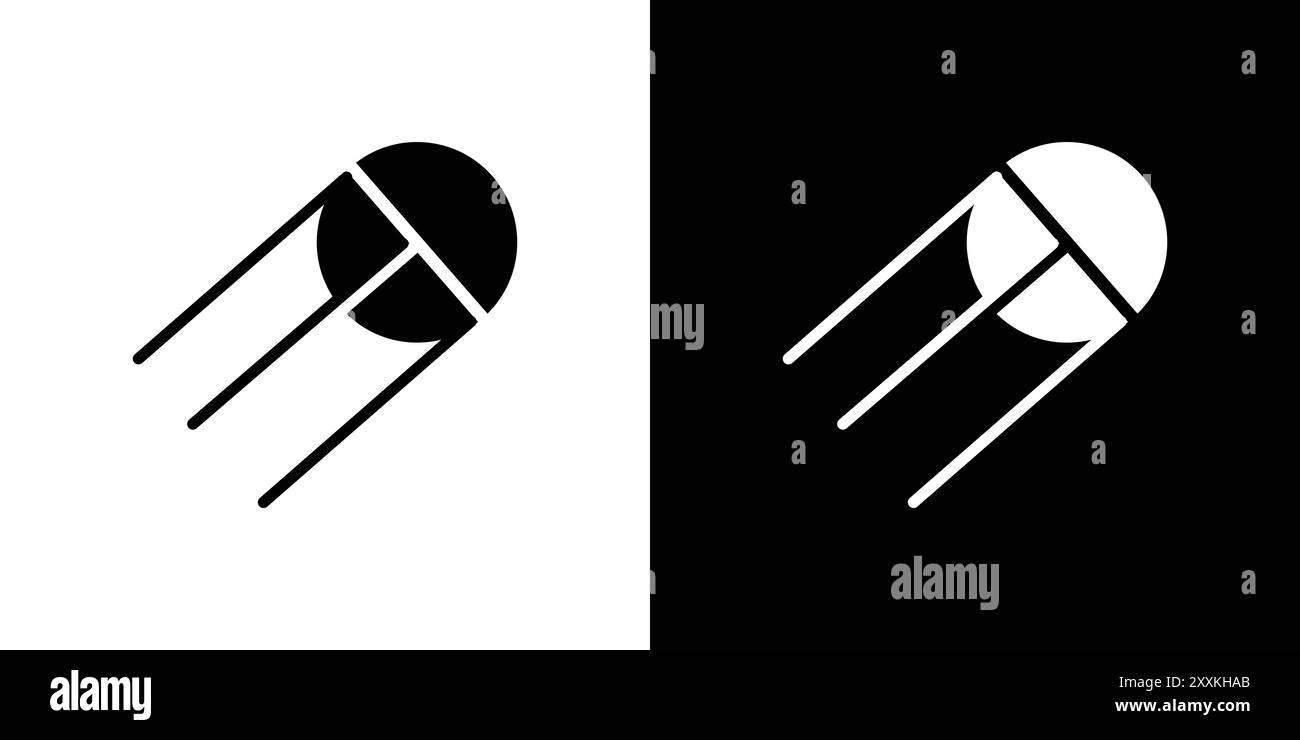 Satellite apparatus icon logo sign vector outline in black and white color Stock Vector
