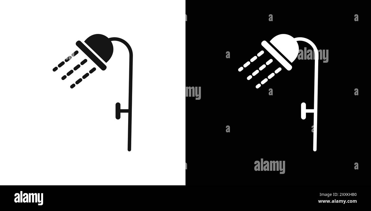 Shower icon logo sign vector outline in black and white color Stock ...