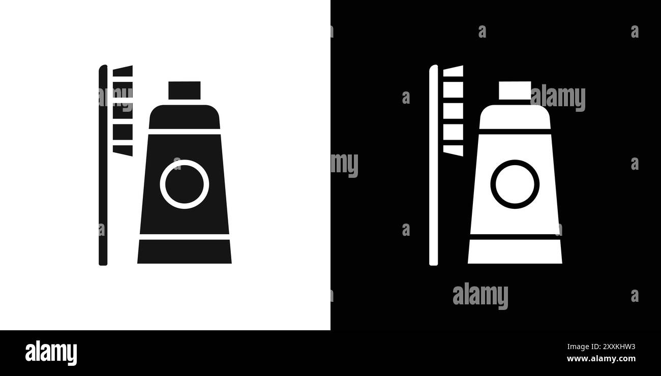 tooth brush icon logo sign vector outline in black and white color ...