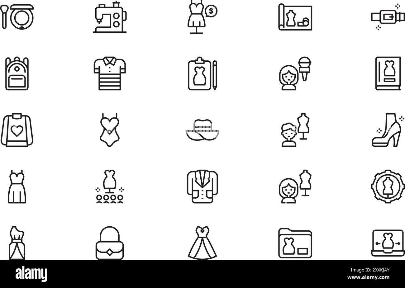 Fashion week icons collection is a vector illustration with editable