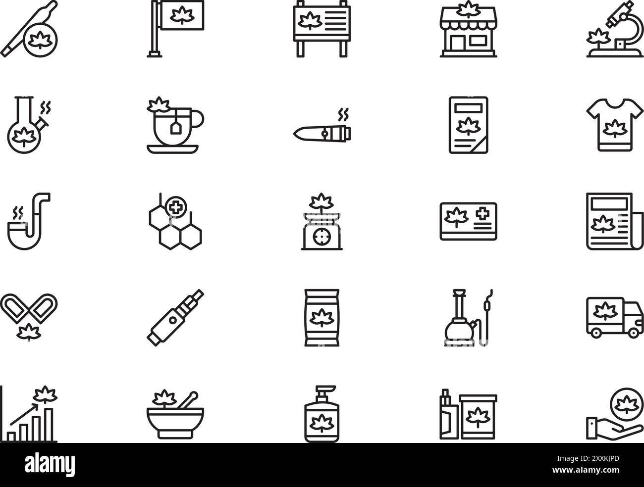 Cannabis icons collection is a vector illustration with editable stroke ...