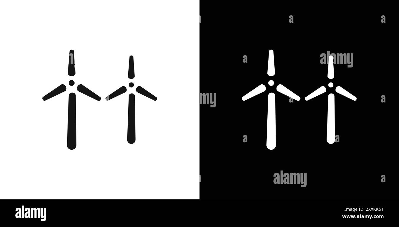 Wind power plant icon logo sign vector outline in black and white color ...